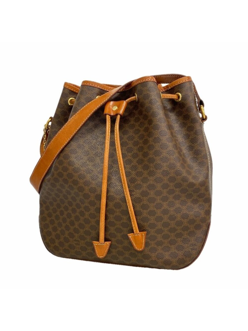 Celine Shoulder Bag Macadam Brown Gold